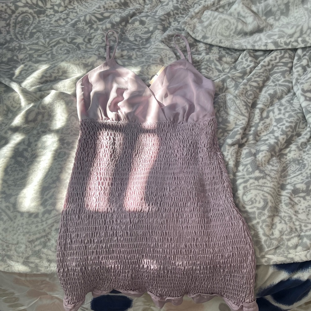 Lavender Ruched Mini Dress